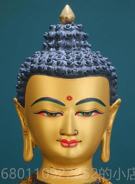 正品阿弥陀佛佛泊尔黄铜手工古色鎏鎏银密宗佛台供尼奉摆像件金三