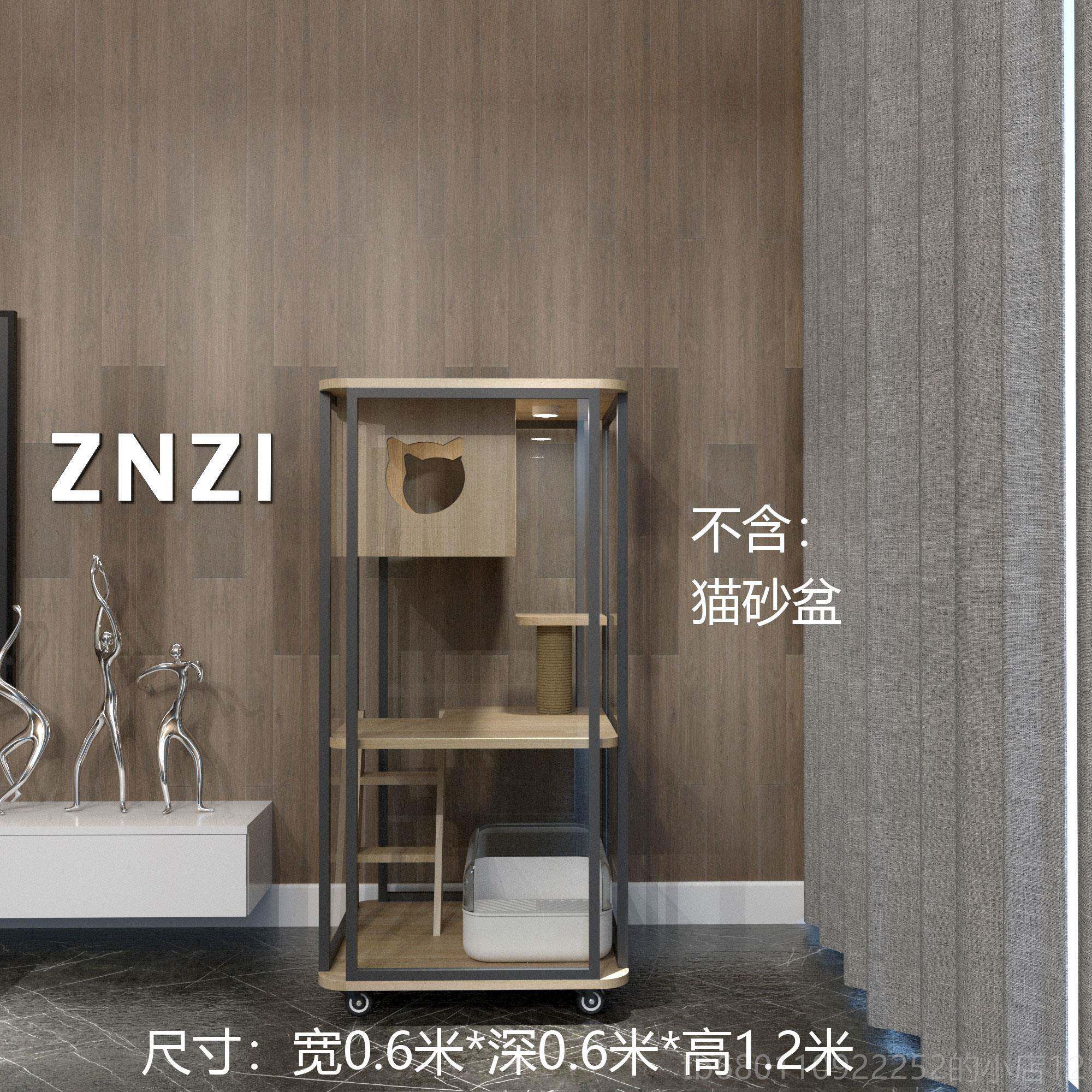 正品ZNI景玻璃猫全别墅高Z档大空间猫笼家用实木物猫屋宠室内猫咪