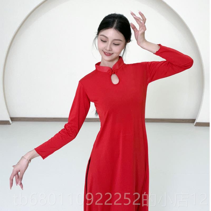 正品成人万红色舞舞台服演出服疆表演连衣裙女服中国古典我爱你中图片