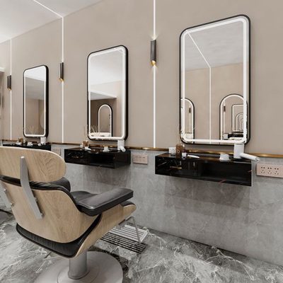 简约理发镜子发廊专用美发店镜台网红烫染镜子带灯挂墙单面可定制