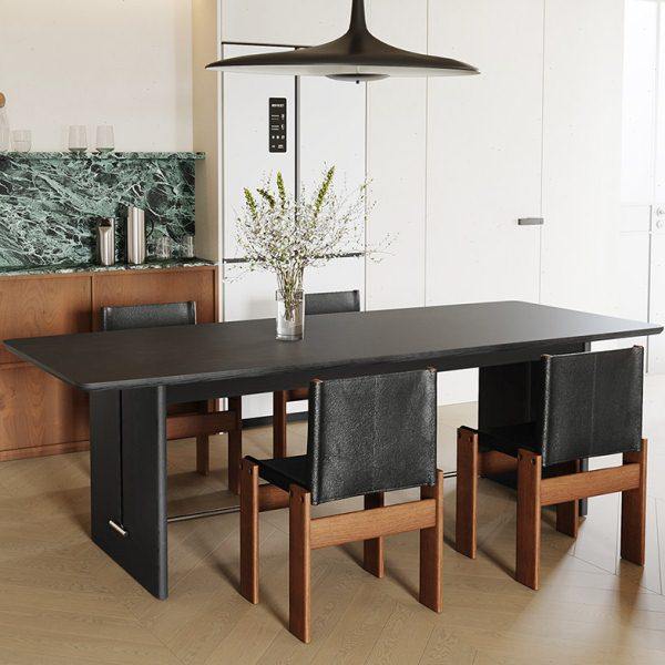 日式中古风实木岩板餐桌椅组合小户型长方形复古简约现代客厅岛台,住宅家具,岩板餐桌,淘宝优惠券,粉丝福利购,淘宝优惠卷