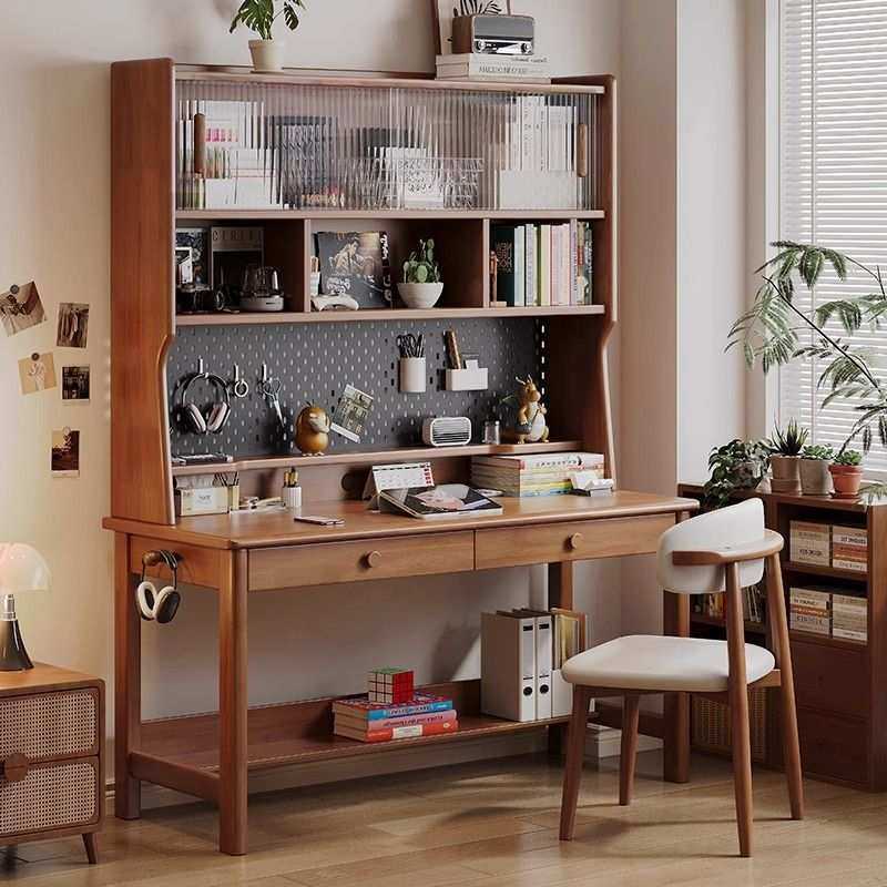 北欧实木书桌书架一体学生家用多功能洞洞板学习桌书柜组合电脑桌,3C数码配件,摄像机配件,淘宝优惠券,粉丝福利购,淘宝优惠卷