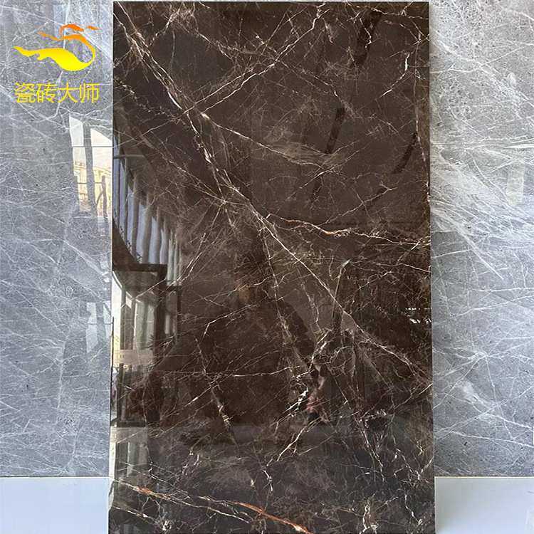 佛山瓷砖通体大理石咖啡色客厅地砖600x1200闪电咖厨卫电视背