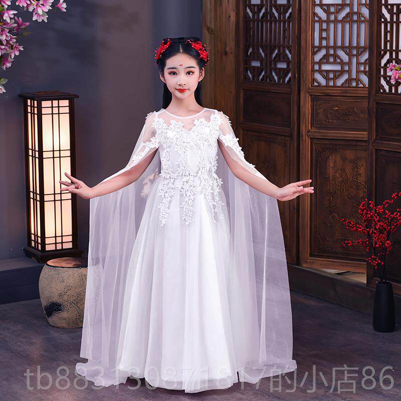 正品古筝诵演出服女童主持礼钢服琴朗比赛服儿童人演奏表演服公主