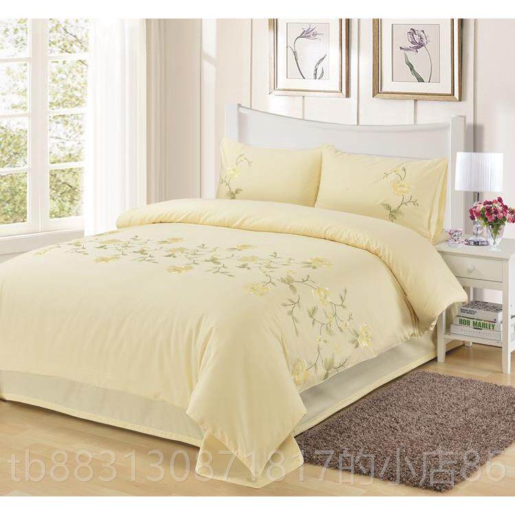 正品绣外贸全棉棉刺绣花田园公纯主风1.15m.8m双人床上用品床单四