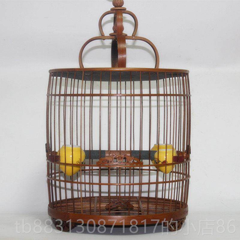 正品哥鸟笼 老配竹 雕刻 全套齐包邮 眉八哥鹩笼子紫色笼小鼓底鸟