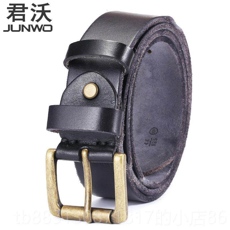 正品皮带男潮ins牛士仔裤张整纯牛皮皮男手工覆古腰带真皮针扣软
