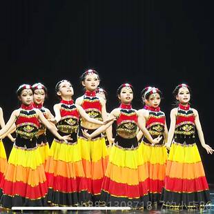 正品春天节彝裳乐舞蹈服装火把彝族头饰辫子带花幼儿人群舞洗演成