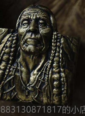 正品VU畏LCAN无印第安酋长纯银手制煤工雕刻定个性复古油防风打火