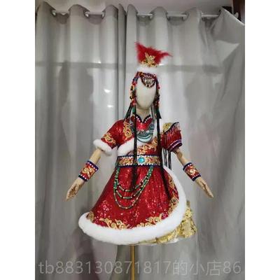 正品藏台族民族舞独唱表童演服红卓卓玛中童快乐阳原光儿演出服