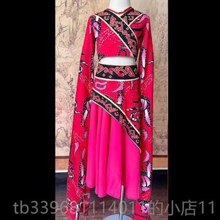 高档儿童唐民楚优舞服中国风古典舞族服踏鼓声声红色水袖 演出服蹈