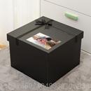 新款 盒正方形送友生日礼盒包盒特大号礼 黑色超大男号礼物空盒子装