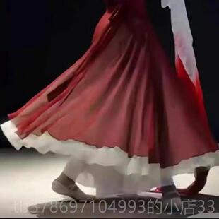 新款儿色童光亮舞服芷潼同款演出红古典舞扇子舞开场舞蹈万疆表演