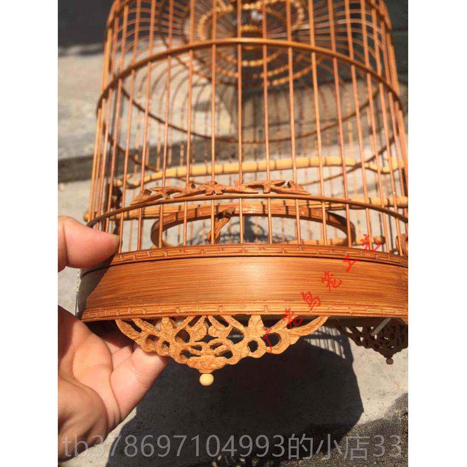 新款绣眼鸟笼老竹制鸟笼金青鸟全雕花笼子远笼清竹鸟笼波笼广小笼