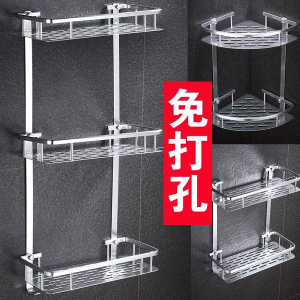 卫生间置物架浴室壁挂厕所三角收纳洗手间储物角架双层免钉免打孔