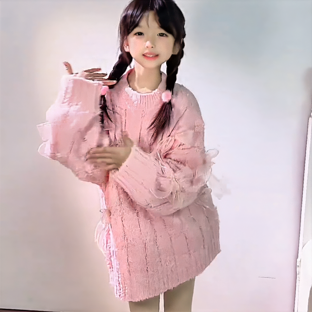 儿童毛衣女款2025新款粉色