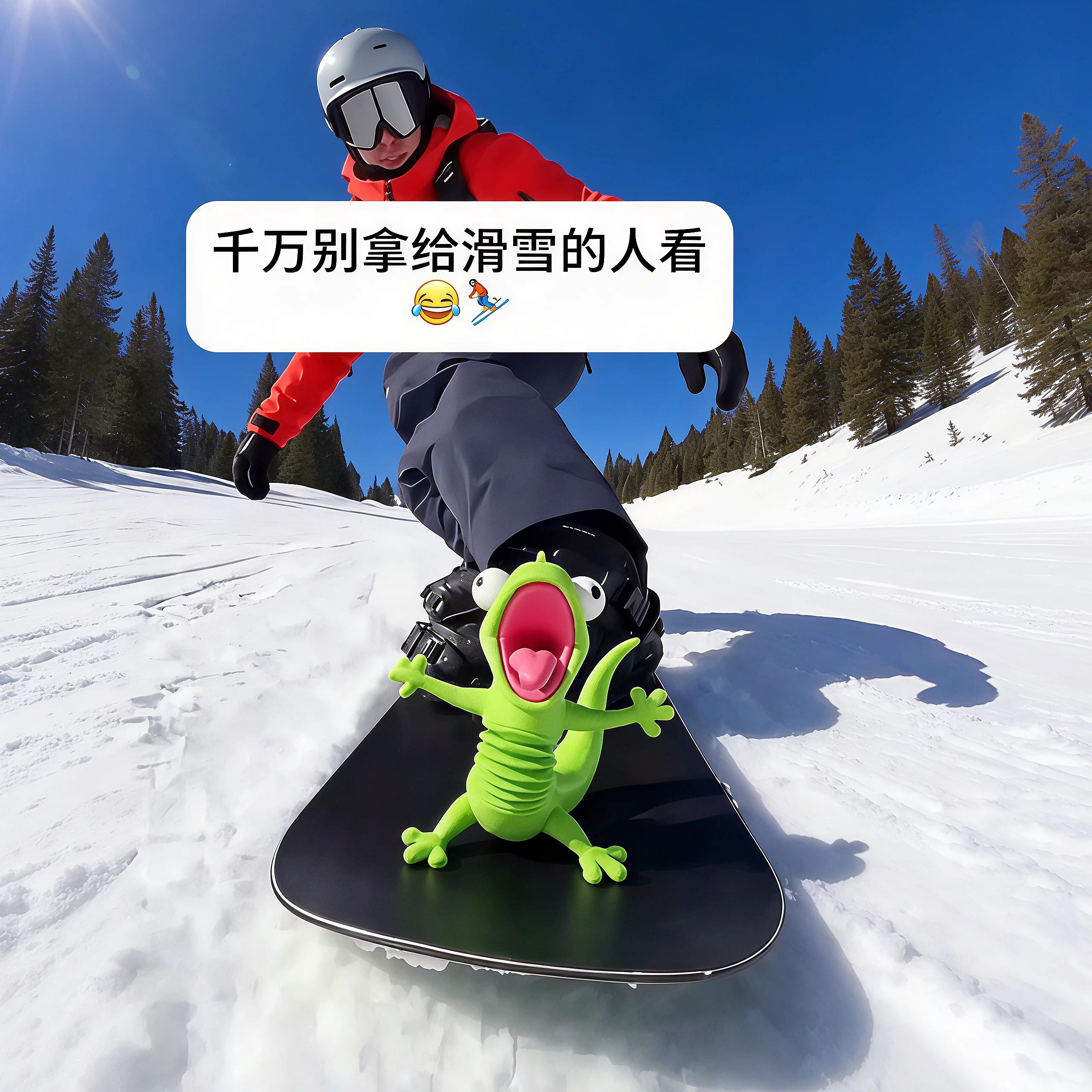 【滑雪搭子】弹簧蜥蜴滑雪板装饰摆件创意3d打印玩偶可晃动超解压