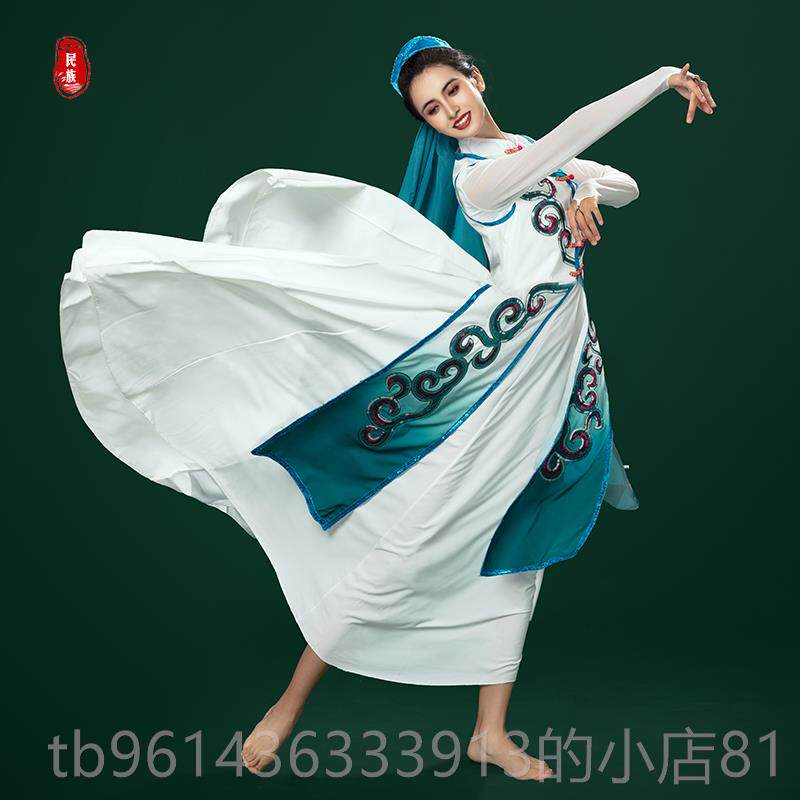 新款成新款回族族舞服装新疆舞大摆裙演出服女少数民风蹈表演服套