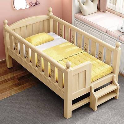 婴加儿床拼接床大实木儿童床小床边床FKG床拼床男孩女加孩宽床拼