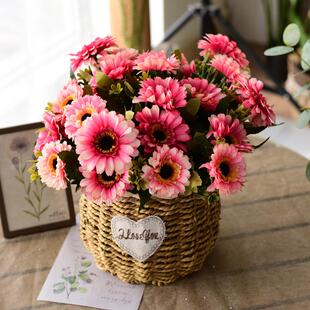 客厅装饰花摆IMQ件家居室内插干花栽餐桌茶花几电视柜假花盆摆设