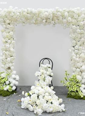 户现森货婚庆背景方形拱门VPA绢花外婚礼白排绿挂花仿真花系求婚