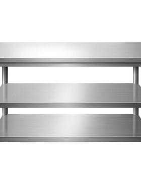 特30双层4不锈钢工作台商用厨房层IIM操作台饭店切菜桌子三收厚纳