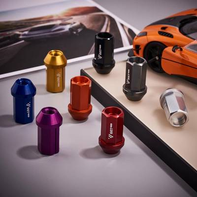 改装轮胎螺母7075航空合金轻量化6+XXO4防盗螺铝1母Hex19mm42mm长