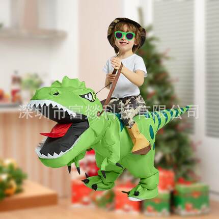 亚热马OBS逊儿童穿绿卖色恐龙充服气模搞怪氛围充气气道具