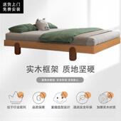 榻榻米床无头床公主风双人床床ZQU实木木榉木框全架儿童实床