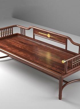 1HVC乌金沙木约新中式罗汉床小户型全实木发床代两用客厅简现抽推