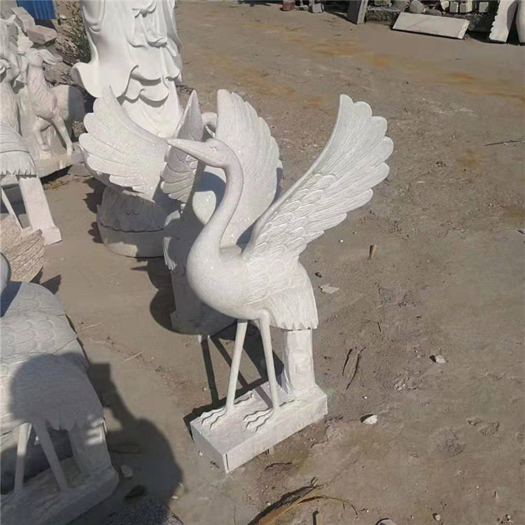 大理石仙鹤雕刻汉白玉仙鹤母子仙鹤石雕双鹤石头鹤园林丹顶鹤动物