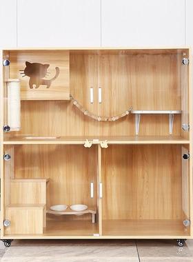 跨境电商实木VJS墅猫笼豪猫华猫别猫窝猫屋猫房子产房猫展柜示寄