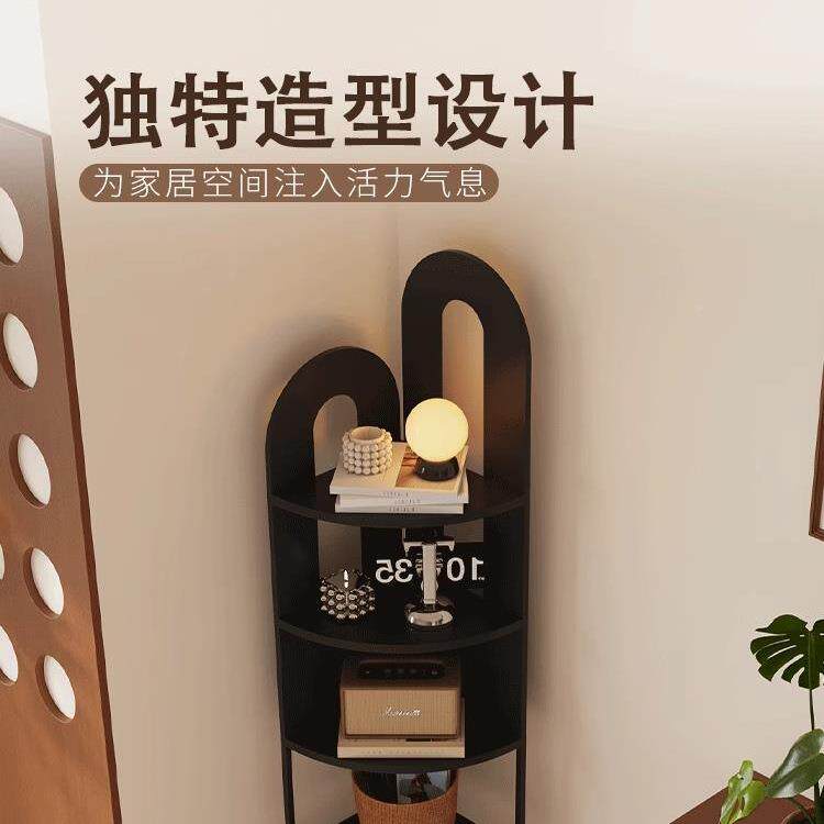 现代简约转角柜柜子卧头室床铁艺架三角客厅沙发墙角370书多层置