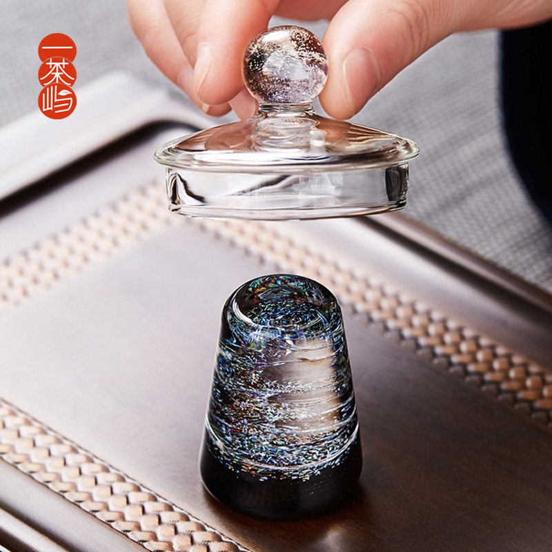 极简手工炫彩星空玻璃茶托