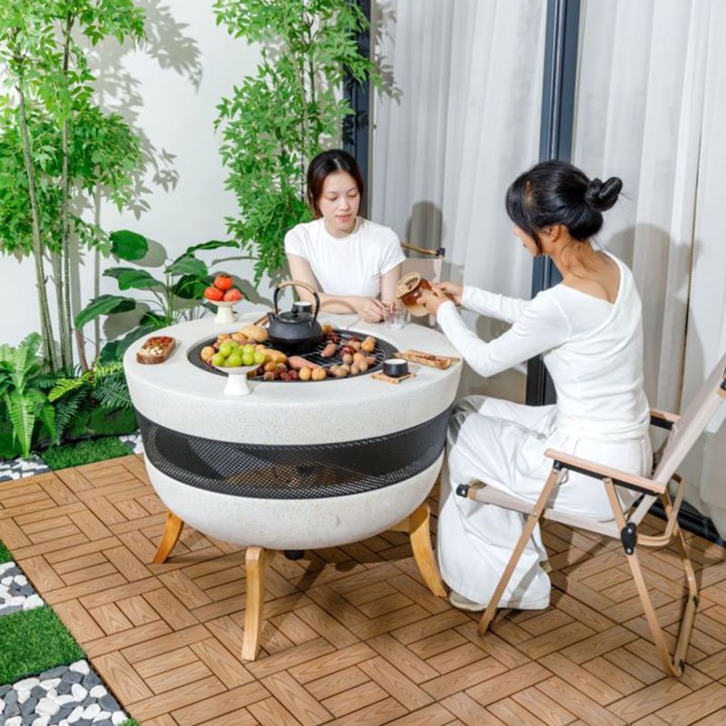 户外烤火炉围炉煮茶桌室内家用烧烤炉庭院烧烤套装碳电两用取暖桌