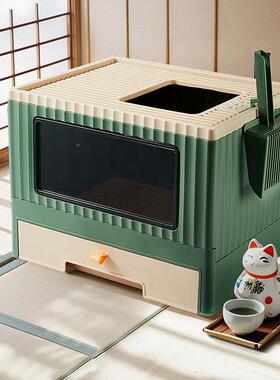 猫砂盆全封闭入式大号防臭防溅下进上出猫XVP屎盆猫厕所猫顶外用