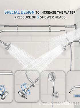 亚马逊情YNI浴侣的淋浴喷头和手持式三双淋头系高淋压和可调节的