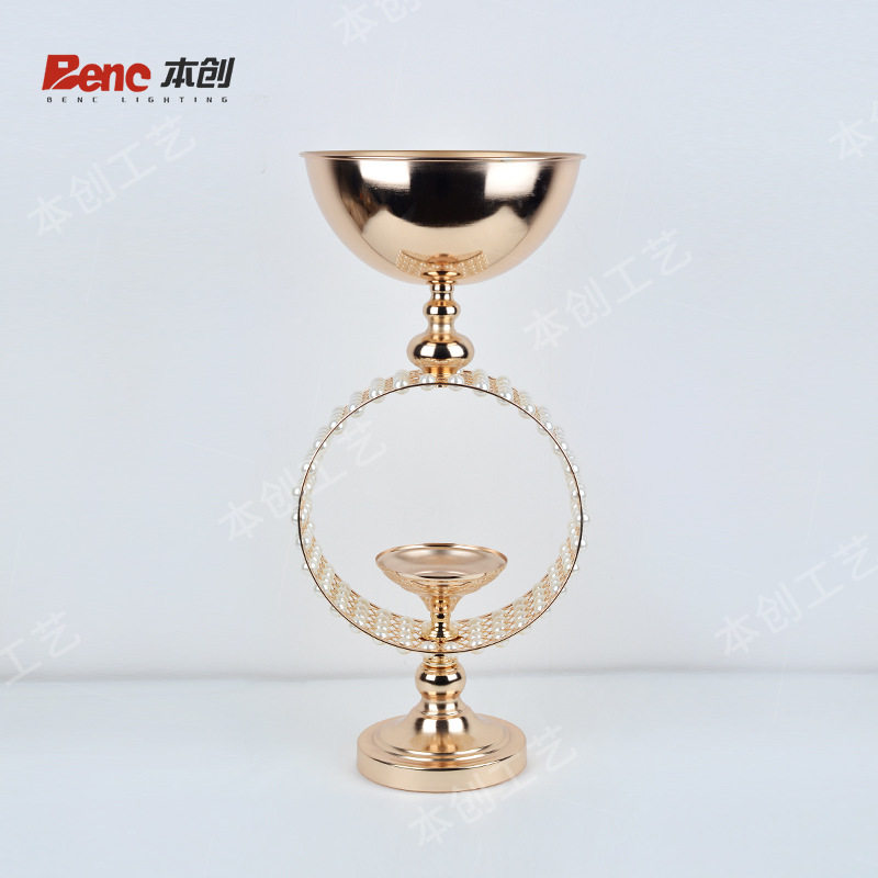 欧式金色铁艺圆环珍珠花盆