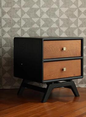 中古风木床头复柜家用简约小型物储柜实卧室床边YVG矮柜古收纳置