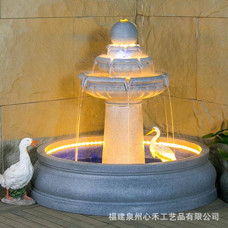 欧式流水招财鱼池水幕墙客厅阳台摆办OUZ公室别庭墅院玄酒店景关