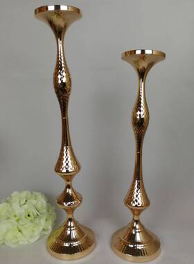 创意何花瓶金花属电几镀婚礼派对装饰签LRL路引到台摆件插工艺品