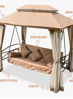 钢质外艺秋千躺户床摇椅可坐可躺秋两用千椅庭院HOQ花园铁休闲吊