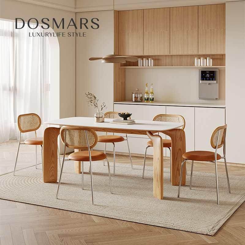 大子司用CZ1168马原木奶油风腿餐桌家小户型桌长方形实木岩板餐桌