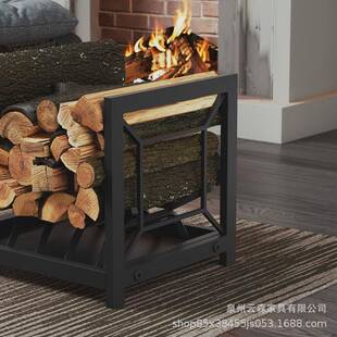室炉边木材储存架铁XUA艺方形柴火纳架木头收架创意内木柴壁堆放