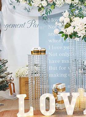 欧亚式婚餐礼装路饰克力水晶珠帘四方花架桌舞台布置婚庆HZH道具