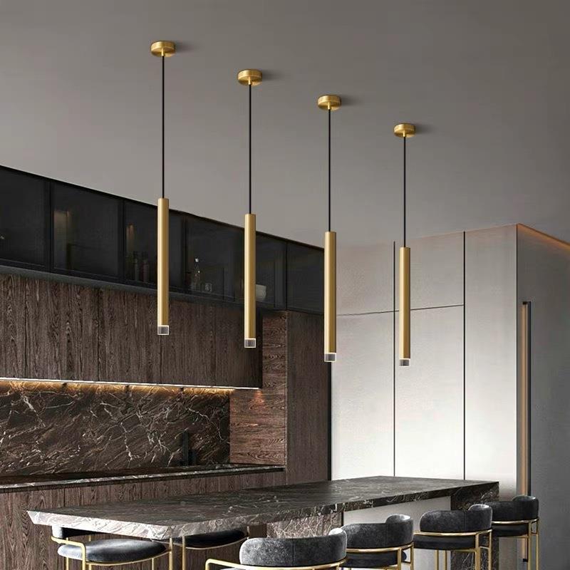 ed柱铁艺台灯现34158l代极简美式卧室床吧头家居长圆筒吊灯