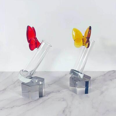 中水晶台玻璃蝴蝶式花器花插样板房阳新酒柜卧室书房5885客厅桌面