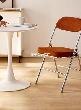 欧椅式折仿古椅子FJO灯芯绒会议家用叠椅餐靠背电脑拍靠背椅照凳