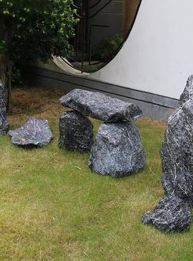 空心景石头造庭院花园tj#sdu+j美化装饰玻璃钢假山中石式景观石摆