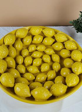 现代创意欧式风格瓷装柠檬花瓶OUX陶盘子样板房客厅酒店工艺品摆